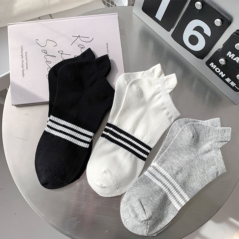 Spring and Summer Thin Japanese Cute Socks Pure Color Stripe Kawaii Women Socks Cotton Lovers Fashion Harajuku Socks