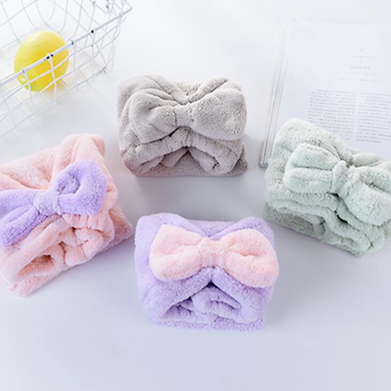 Baby Water-Absorbent Shower Caps Cute Coral Fleece Hair Cap Microfiber Bow Child Shower Cap Child Caring Supplies New