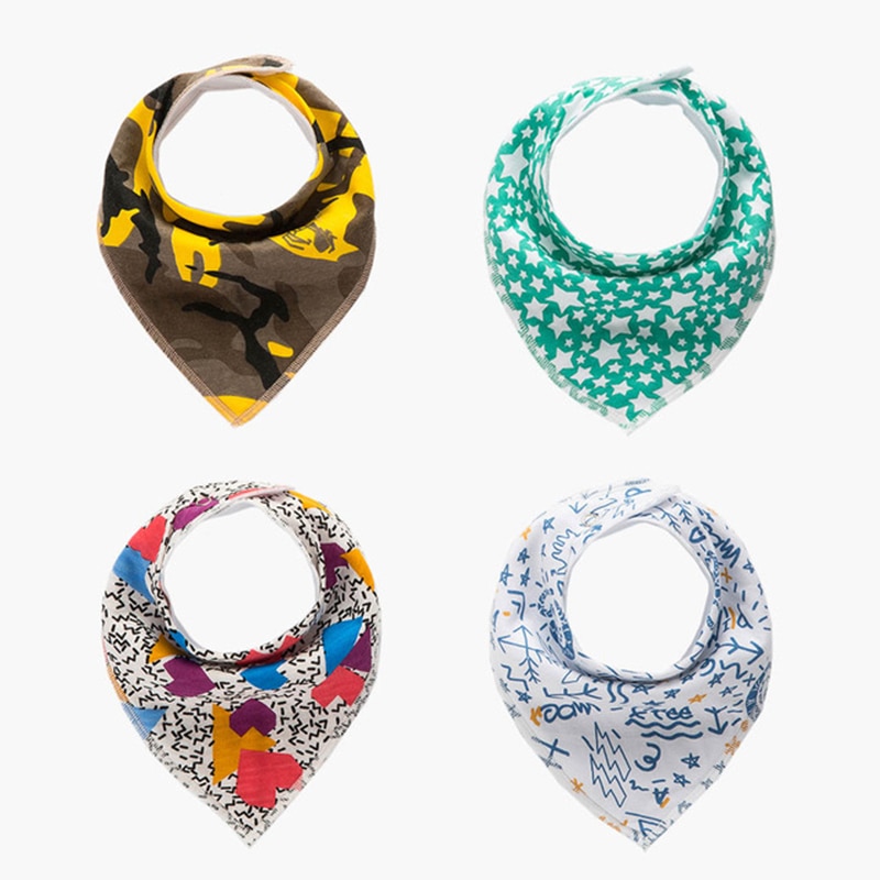 4Pcs/ Lot Cotton Baby Bibs Adjustable Triangle Newborns Saliva Towel Toddler Baby Boys Bib Burp Cloth Scarf Baby Shower Gifts