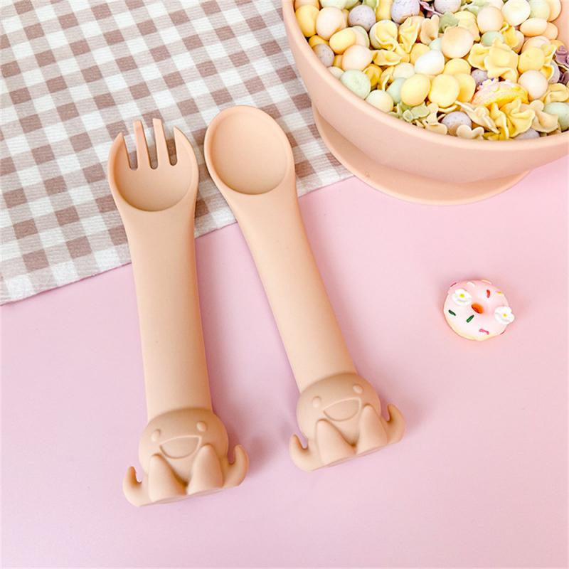 Soft Tableware Set Fork Spoon Baby Training Predator Fork Spoon Silicone Creative Baby Food Supplement Artifact Baby Fork Spoons
