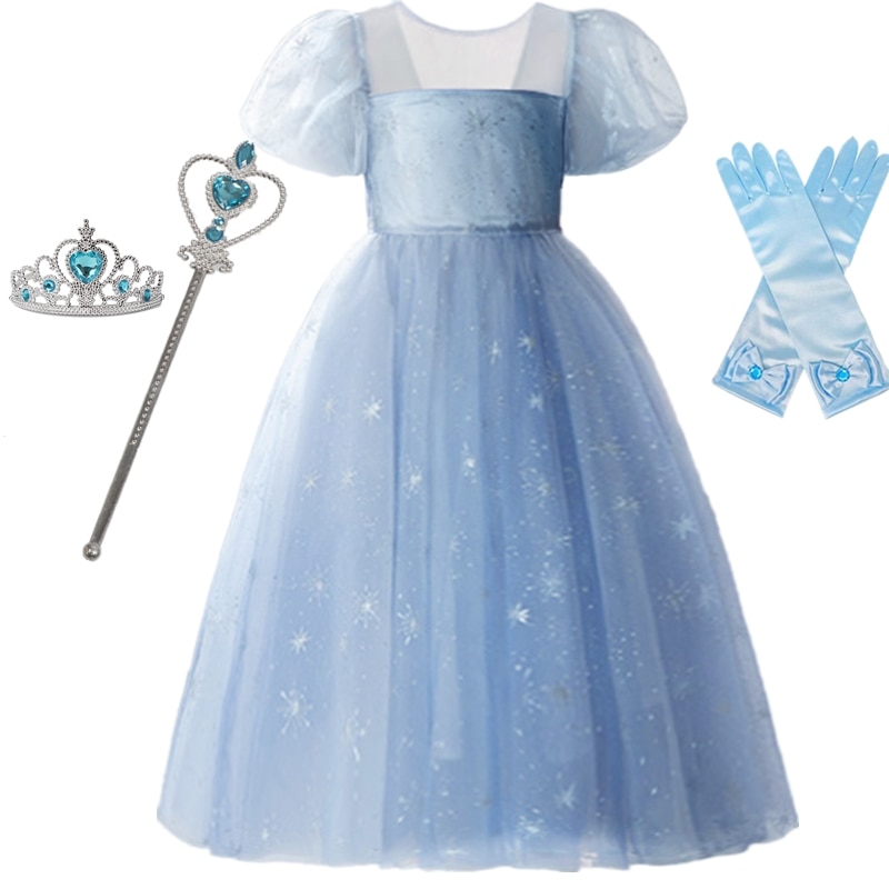 Elsa Dresses For Girl Kids Birthday Party Cosplay Costumes Childs Halloween Carnival Robe Princesse fille Sequined Mesh Vestidos