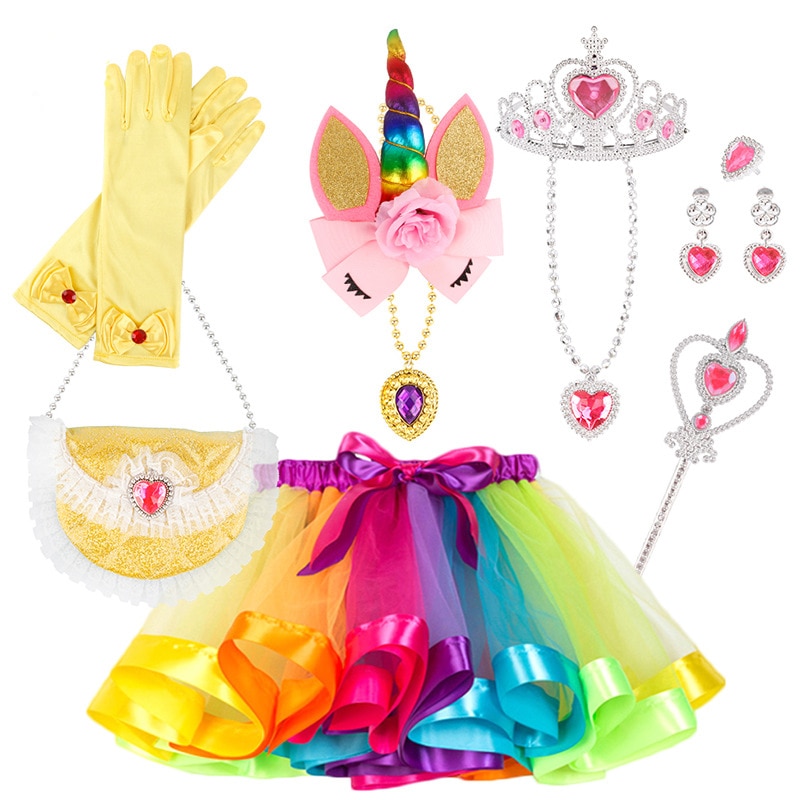 Girks Tutu Skirt Baby Girl Skirts Toddler Princess Pettiskirt Party Dance Rainbow Tulle Cloak Girls Dress up Accessories