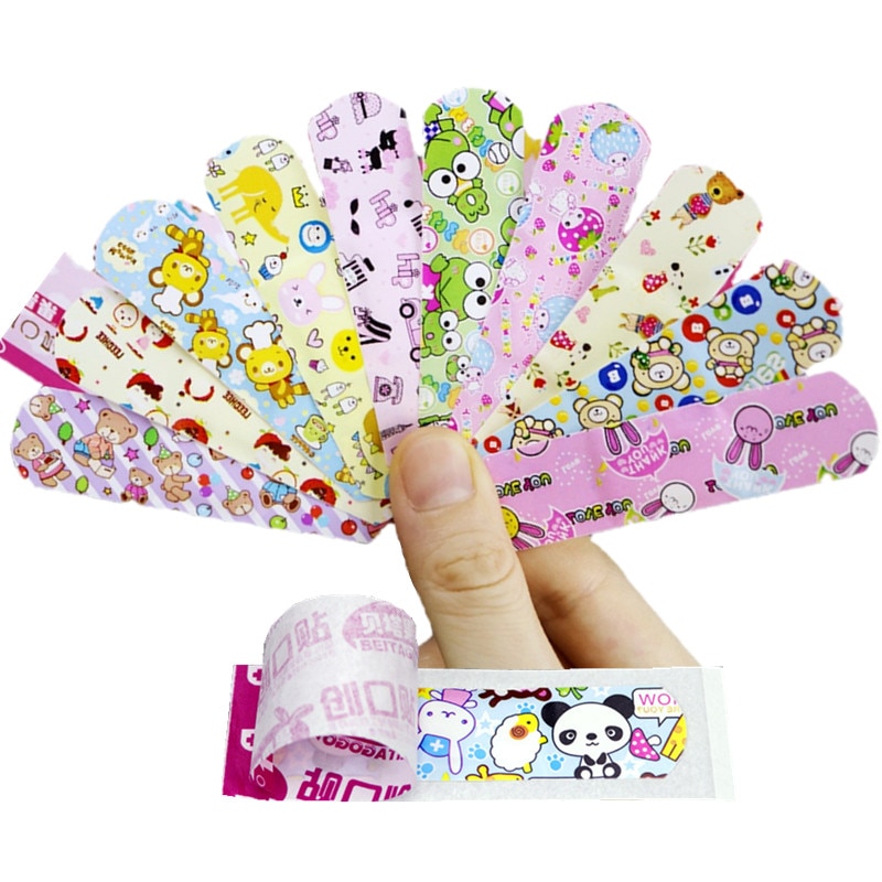 100pcs/set Cartoon Band Aid Kawaii Waterproof Wound Plaster Medical Skin Dressing Patches Strips First Aid Adhesive Bandages