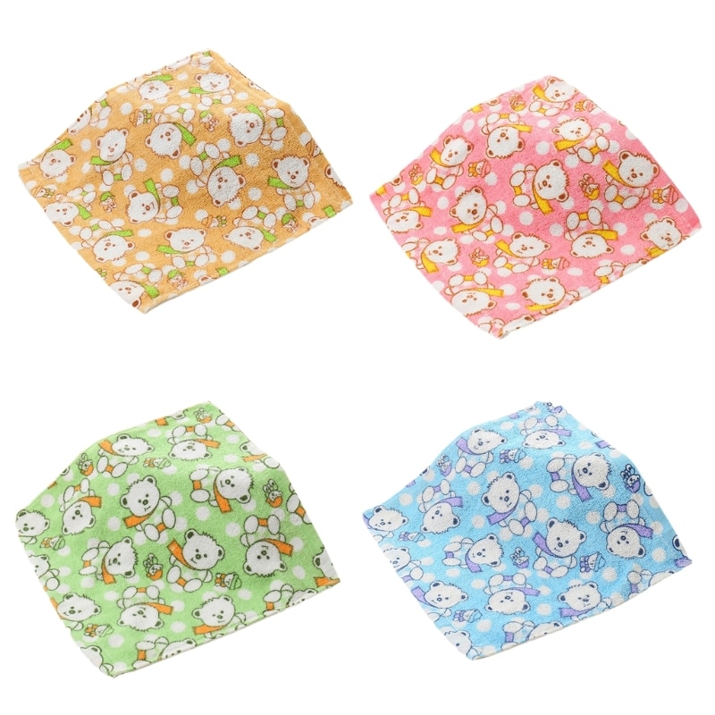 5Pcs Baby Wiping Towel Cotton Handkerchief Soft Cartoon Bear Hand Cloth Infants-Toddler Feeding Bibs Square Saliva Towel