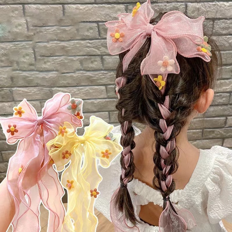 Baby Girls Bowknot Flowers Ribbon Hairpins Colorful Hair Pins Barrettes Children Hair Clips Fashion Hair Accessories