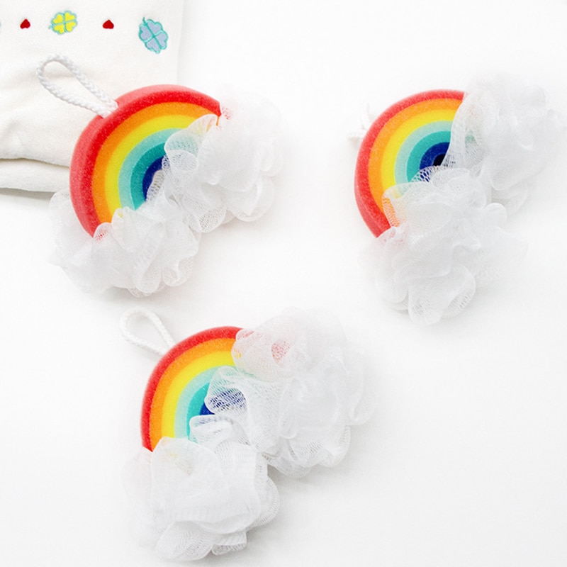 Bath Balls Bubbling Shower Rainbow Shape Bath Sponge Shower Loofahs Pouf Making Bath Bombs Accessories for Kids