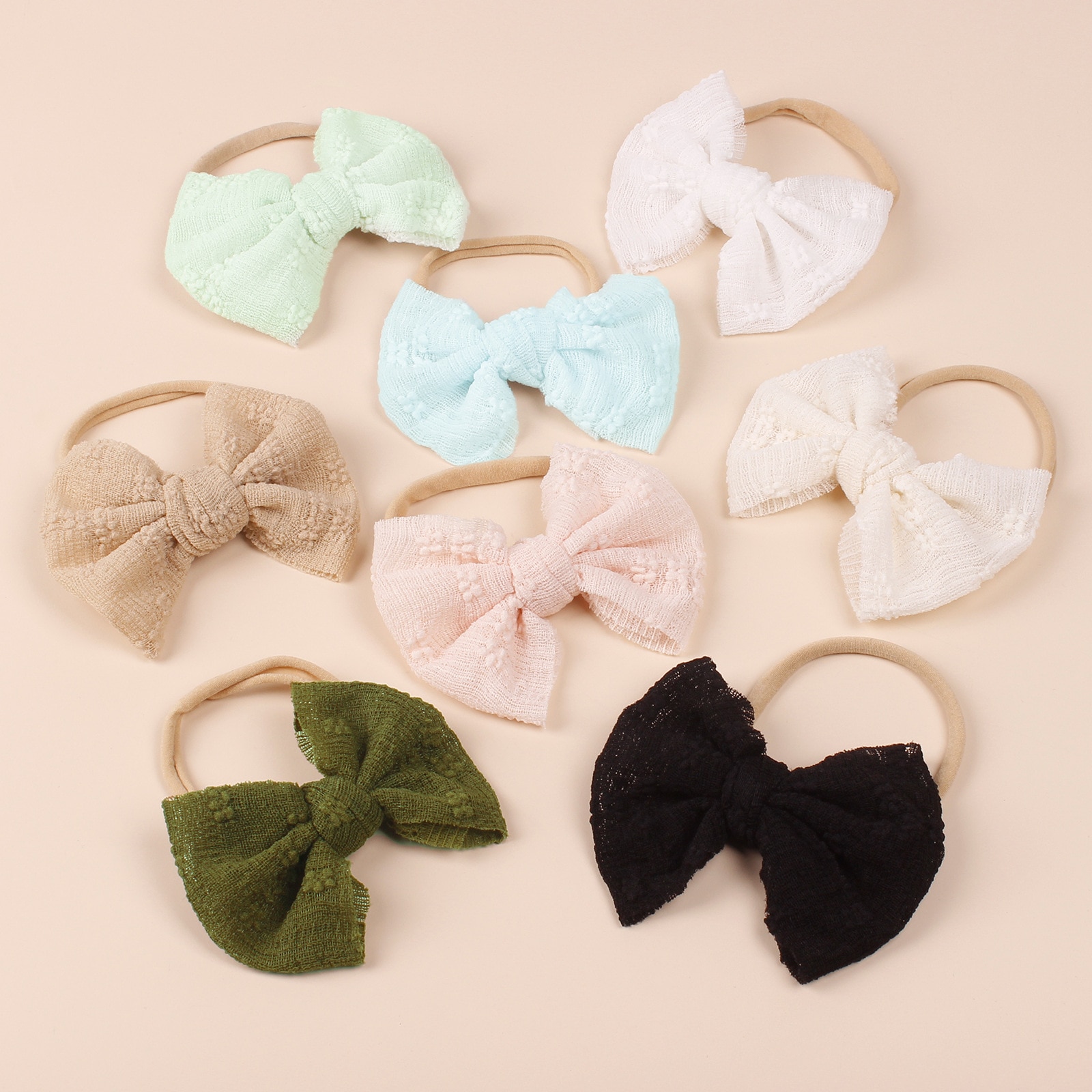 Baby girls Bows Headbands Mesh Hair Band For Girls Summer Nylon Stretchy Hairbands hair Accessories Props Newborn Photography