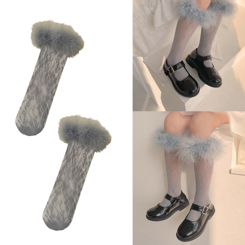 Comfortable Girls Socks for All-Season Feather Lace- Socks Princess Stocking Nylon Socks Stylish- for Spring Summer QX2D