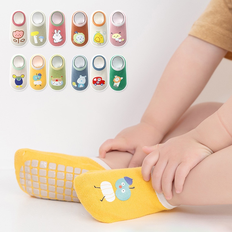 3Pairs/lot 0-5T Children's Socks For Boys Girls Cotton Casual Print Spring Kids Boy Girl Non Slip Toddler Floor Socks