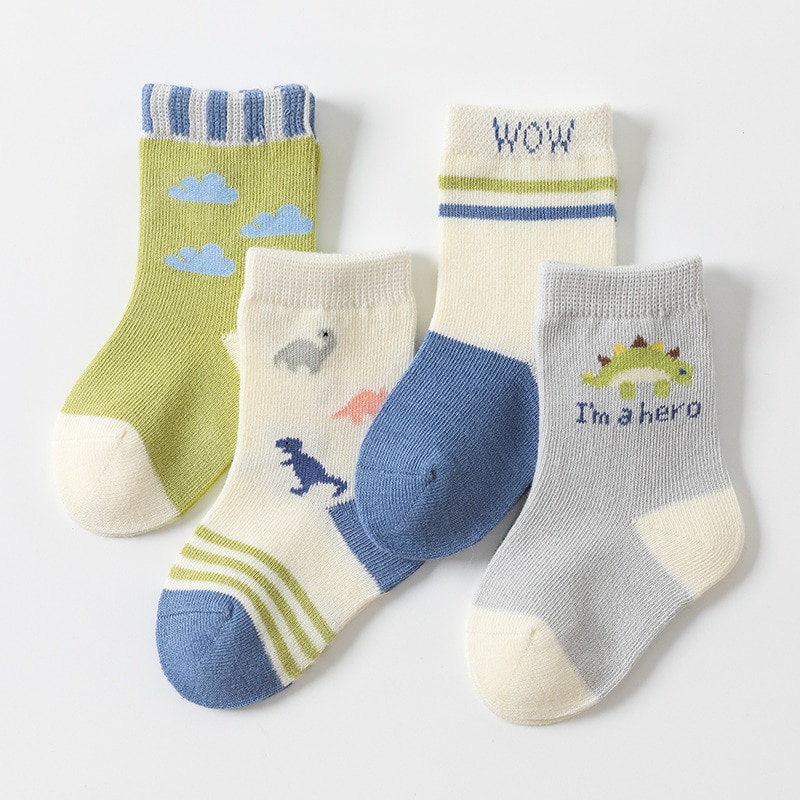 4 Pairs/Lot Baby Kids Socks Spring Autumn Cotton Socks Warm Toddler Boy Girls Floor Socks Children Clothing Accessories New