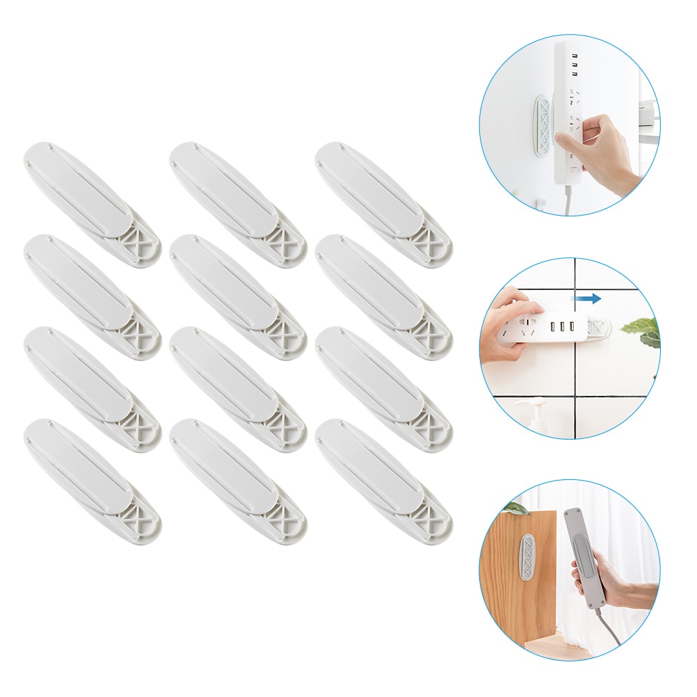 12pcs Adhesive Socket Holder Power Strip Wall Mount Power Strip Holder Self Adhesive Socket Holder Power Socket Holder