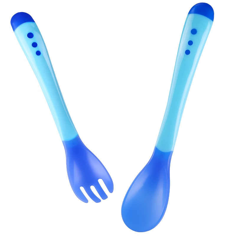 1pc Baby Soft Temperature Sensing Spoon Safety Baby Learning Fork Spoon Children Kids Boy Girl Food Feeding Utensils Tool
