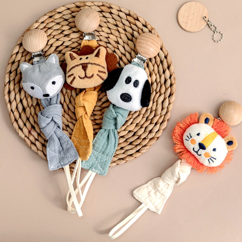 1pc Plush Rodent Dolls Newborn Animal Nipples Accessories Cloth Teether Holder Wood Toys Baby Clip Chain Pacifier Dummy Cotton
