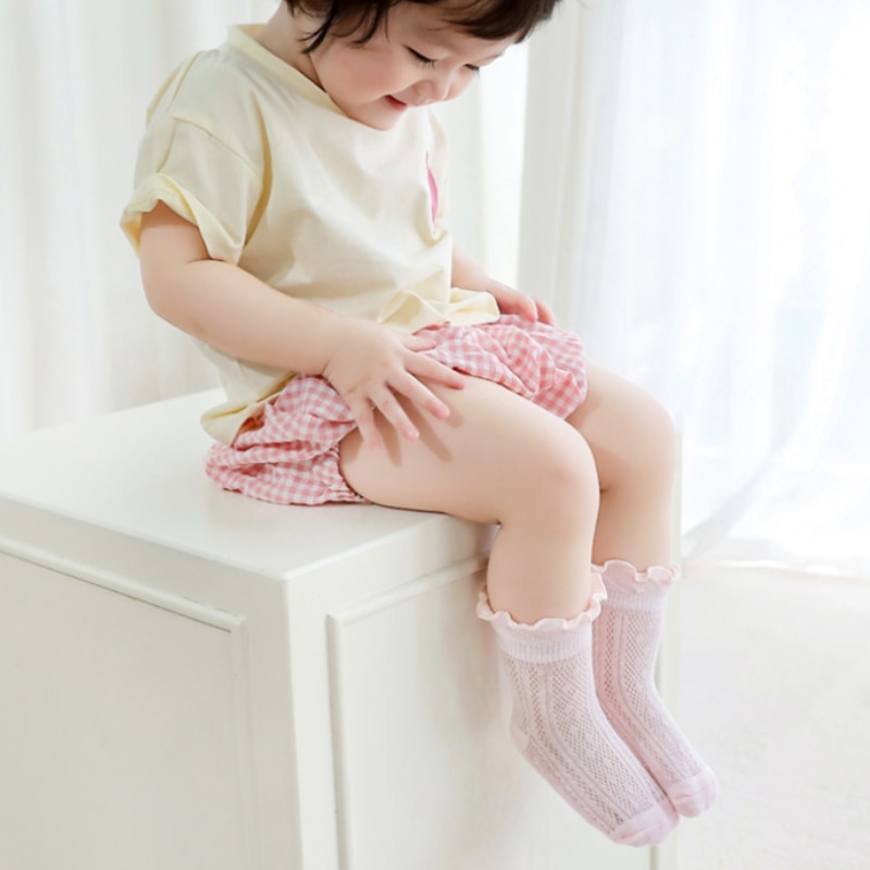 Solid Color Newborn Baby Socks Cotton Super Thin Baby Girls Socks Summer Breathable Mesh Socks for Baby 1-3 Years old