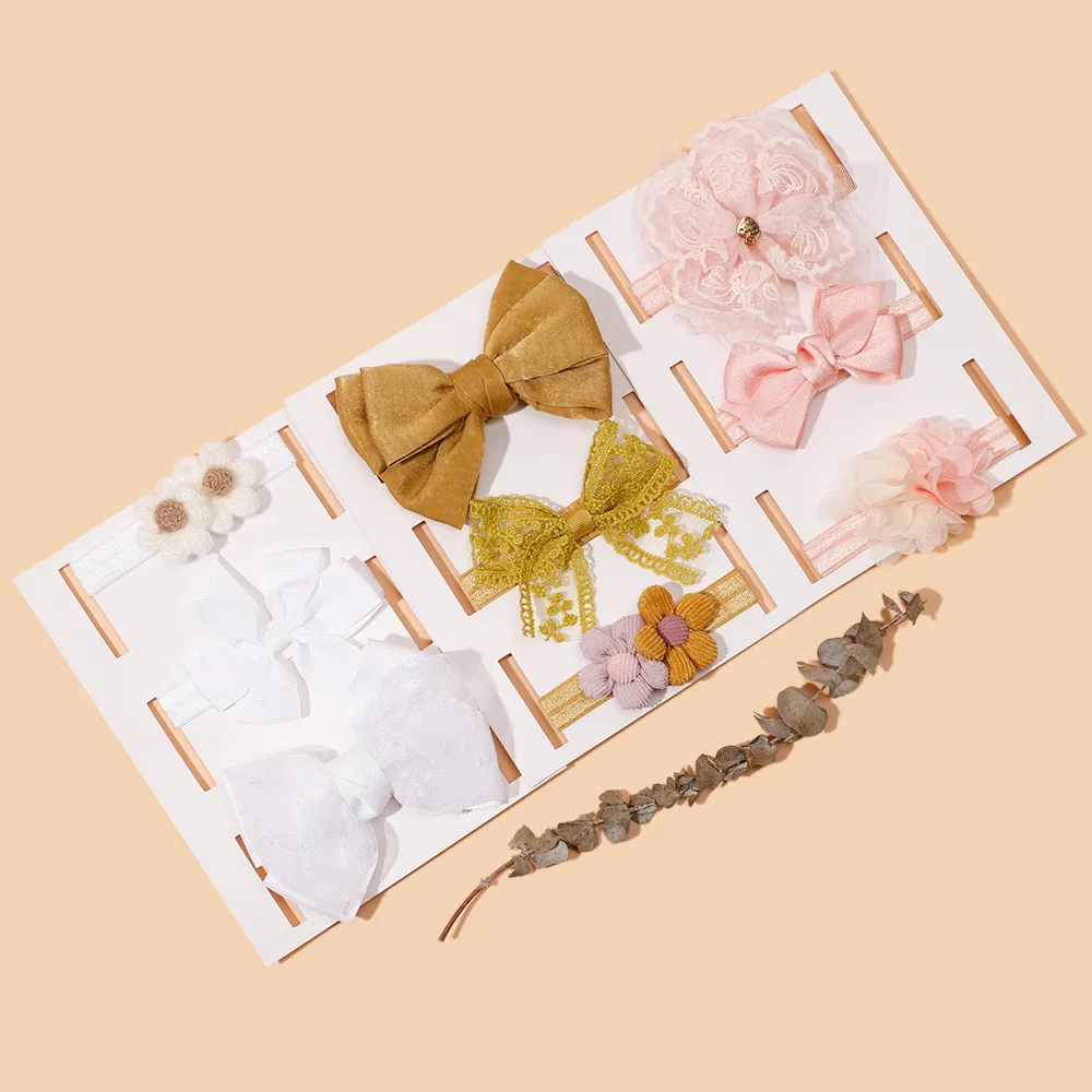 3Pcs Bowknot Flower Baby Girl Hairband Cute Sweet Nylon Hair Headbands Set Little Girls Hairbands Children Accessories