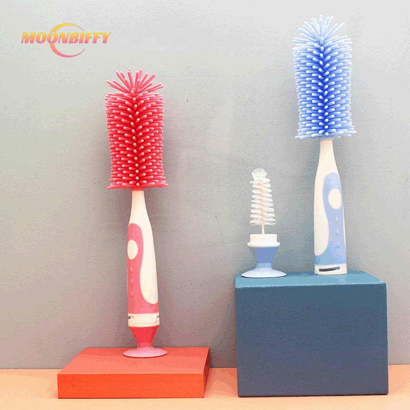 Bottle Brushes Baby Soft Silicone Brush Bottle Cleaner Infant Toddler Bottle Cleaning With Pacifier Brush Baby Feeding Stuff