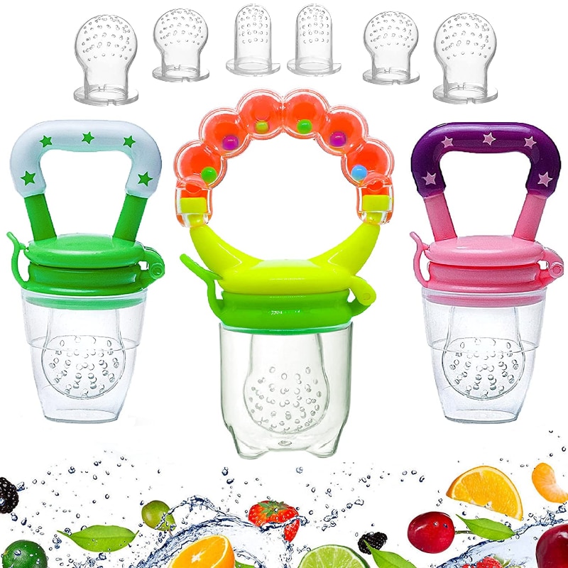 Newborn Baby Fruit Feeder Silicone Teether Trainning To Eat Fresh Food Fruit Grinding Stick Baby Feeding Bottle Nibbler Food Bag