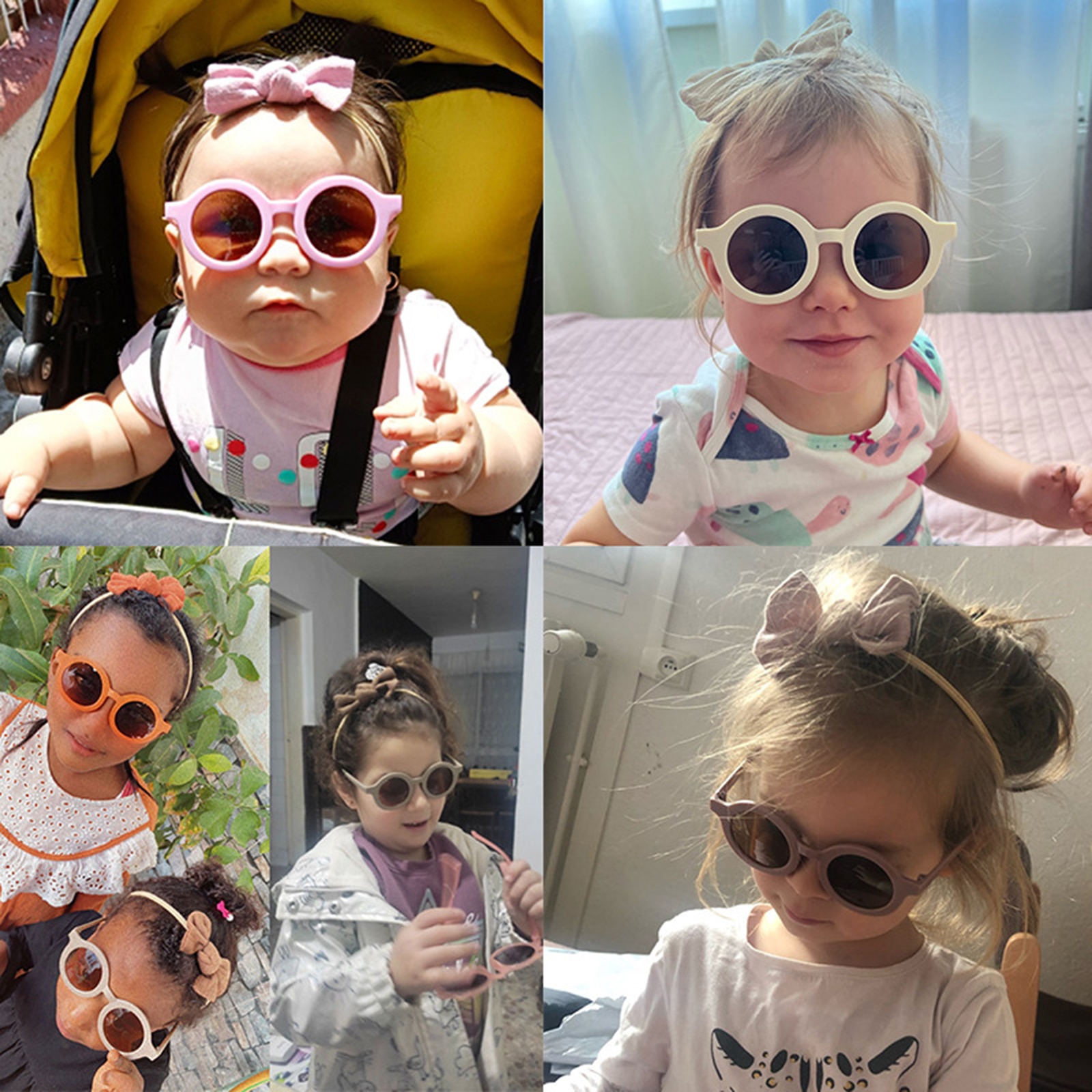 Kids Girl Sunglasses and Headband 2pcs Lightweight Sun Protection Glasses for Toddler Outdoor Beach Holiday Kids Accessories