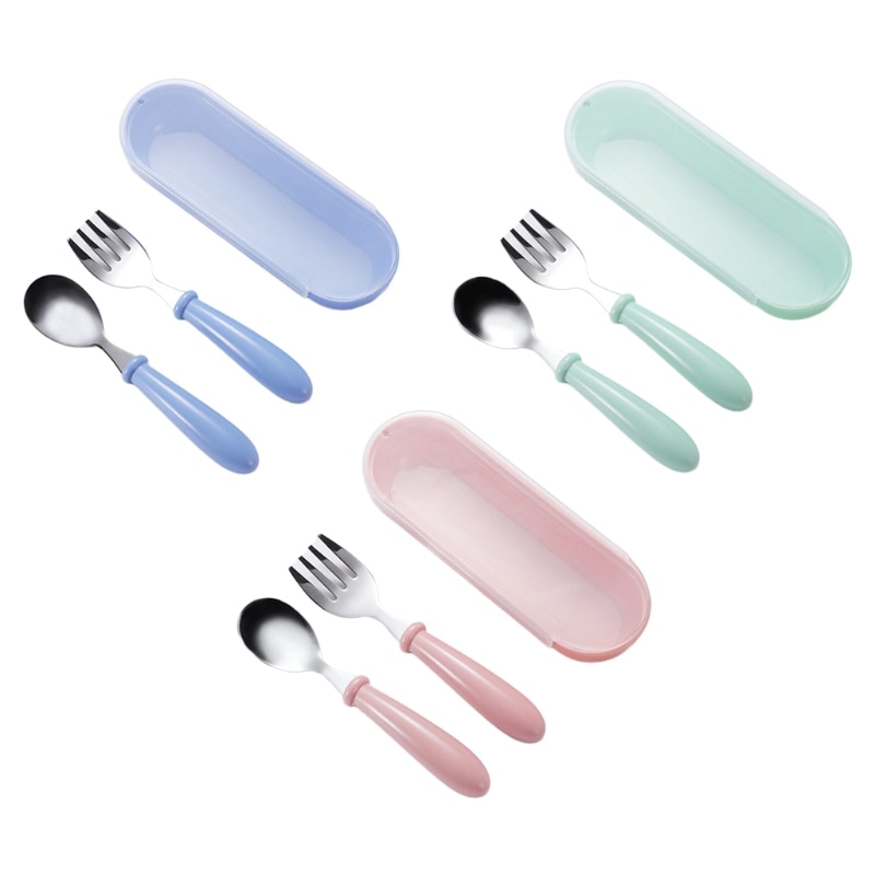 6pcs Toddler Stainless Steel Untensils Set Children Safe Flatware Feeding Fork Spoon Cutlery with Travel for CASE