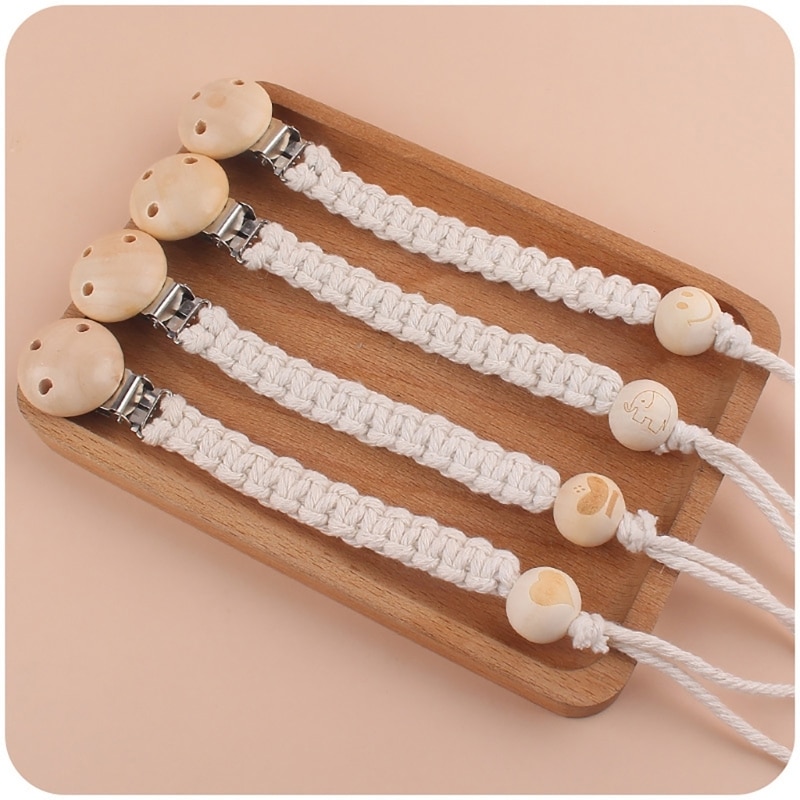 Baby Pacifier Clip Crochet Cotton Rope Dummy Chain No-drop Nipple Holder Teether Toy Pendant Soother Clip Infant Product