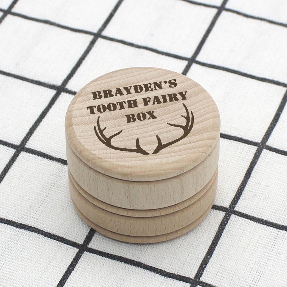 Wooden Tooth Fairy Box Engraved Tooth Fairy Box Baby Keepsakes Engraved Deer Tooth Fairy Box Boys Tooth Box