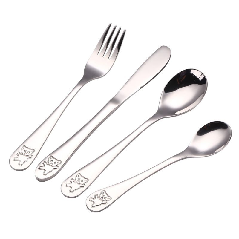 Stainless Steel 4PCS Fork Spoon and Knife Cutlery Child Flatware for Age 3+