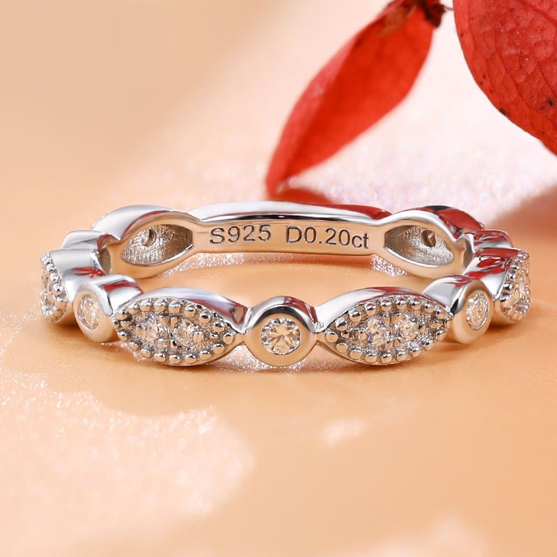 BC-MYPJ Mosanite Ring Beaded edge horse eye row drill ring S925 silver everything goes with it