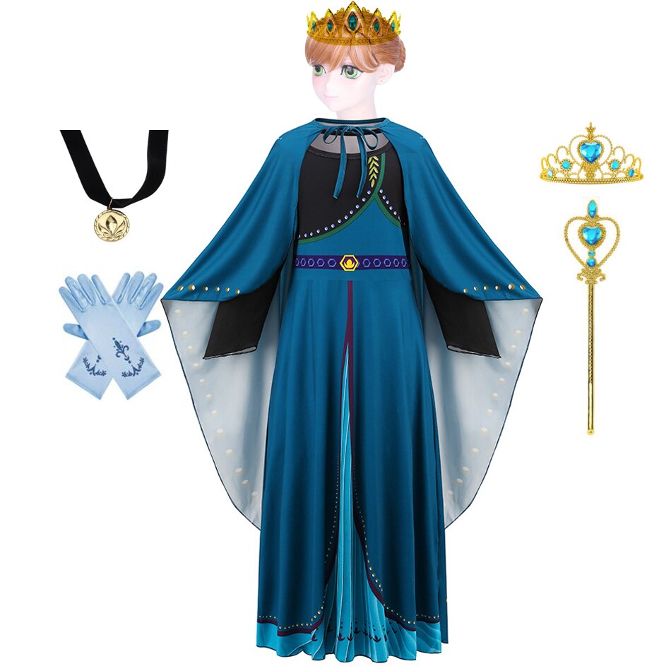 Anna Girls Dress Princess Dress for Girl Carnival Children Birthday Clothing Kids Fancy Cosplay Dresses Party Costumes