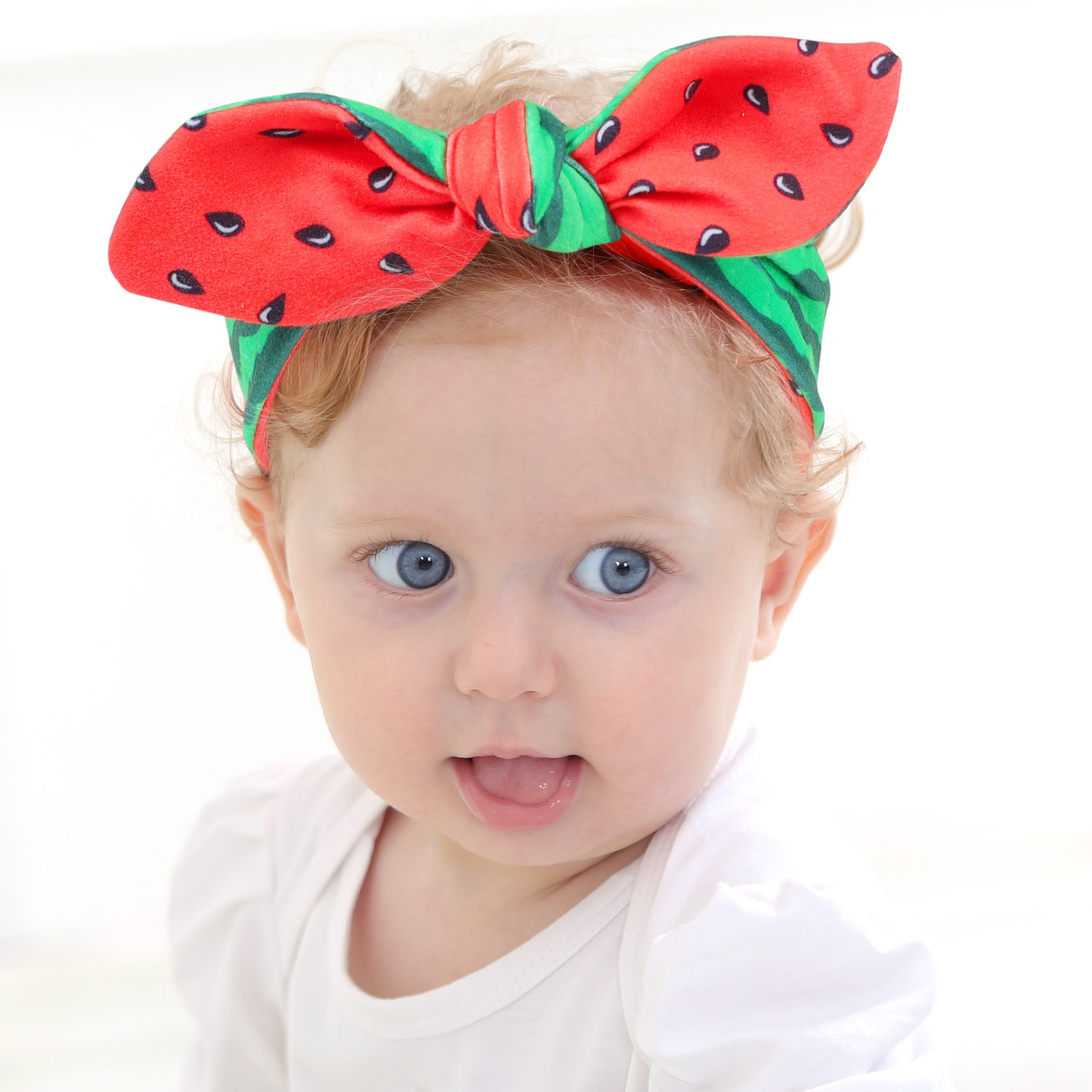 New Baby Headband Toddler Turban Hair Band Double Side Watermelon Print Baby Girl Rabbit Ear Headwear Hair Accessories