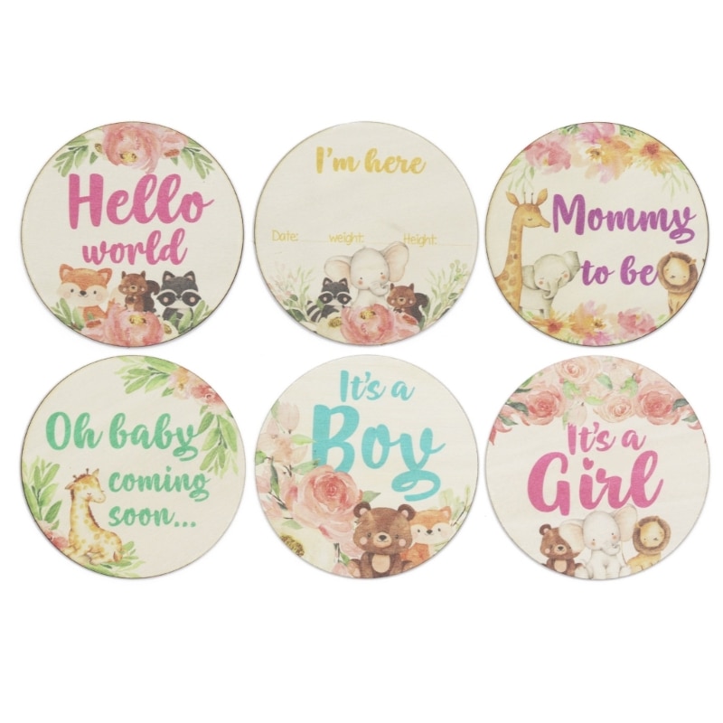 6 Pack Baby Milestone Cards Infant Discs Milestone Cards Birth Cards for Baby Shower- Newborn Photography Gift