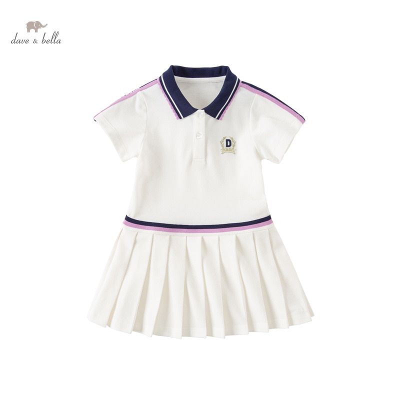Dave Bella Girl's Dress Children's New Baby 2023 Summer Fashion Academic Style Cool Casual Sport Outdoor Seaside DK223