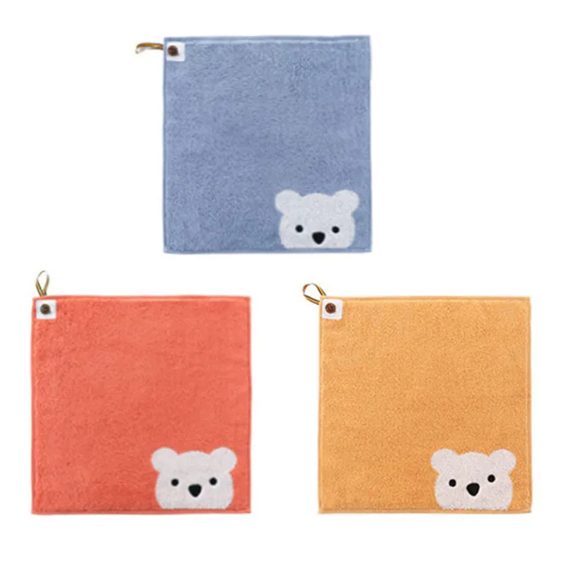 Children Towels Baby Face Towel Cute Cartoon Bear Pattern Hangable Hand Towel Soft Cotton Towels Kids Bathroom Live Supplies