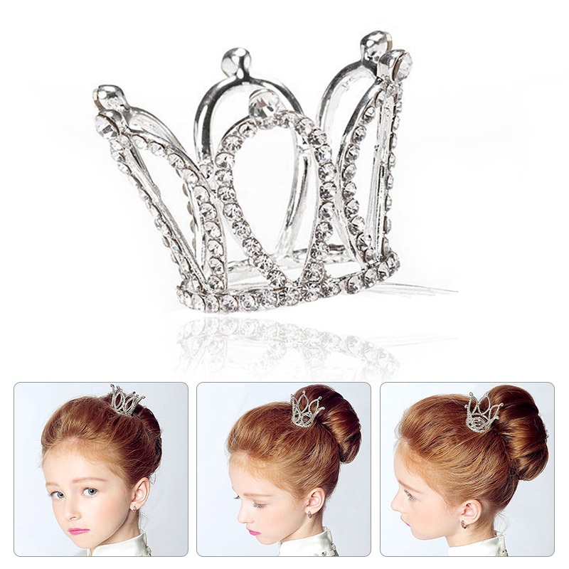Children Small Tiara Rhinestone Flower Girls Crown Tiara Jewelry Fashion Kids Hair Comb Accessories Decor Jewelry