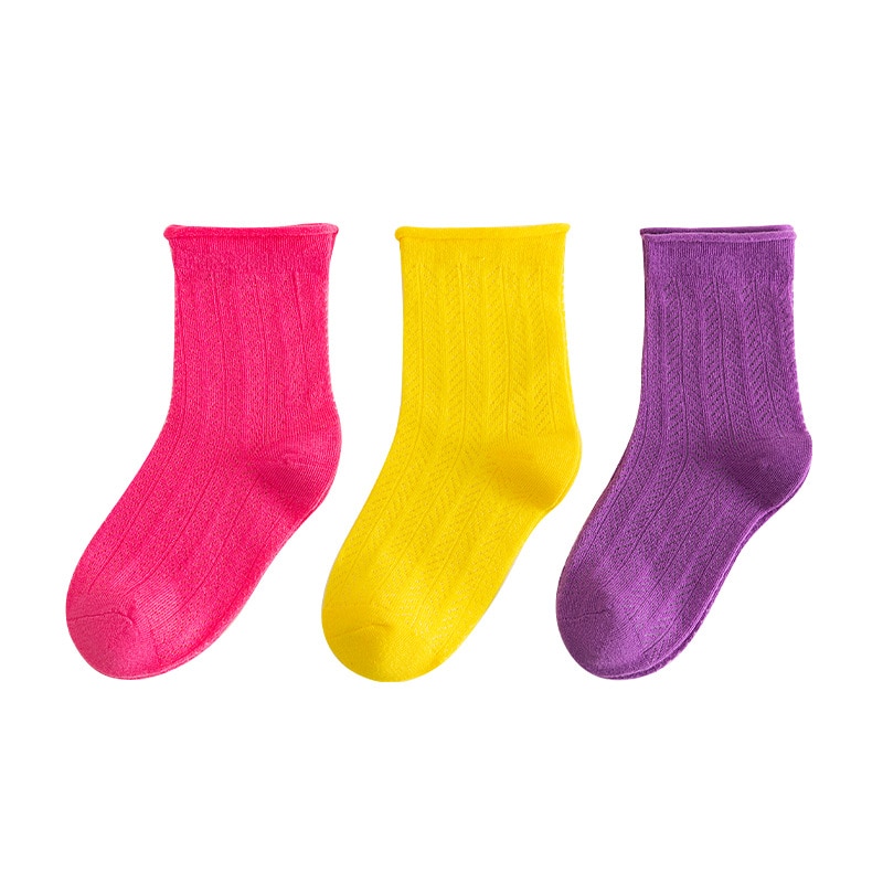 3Pairs Children Cotton Socks Baby Girls Socks Cute Cartoon Breathable Mesh Socks for 1-14Y Teens Summer Fashion
