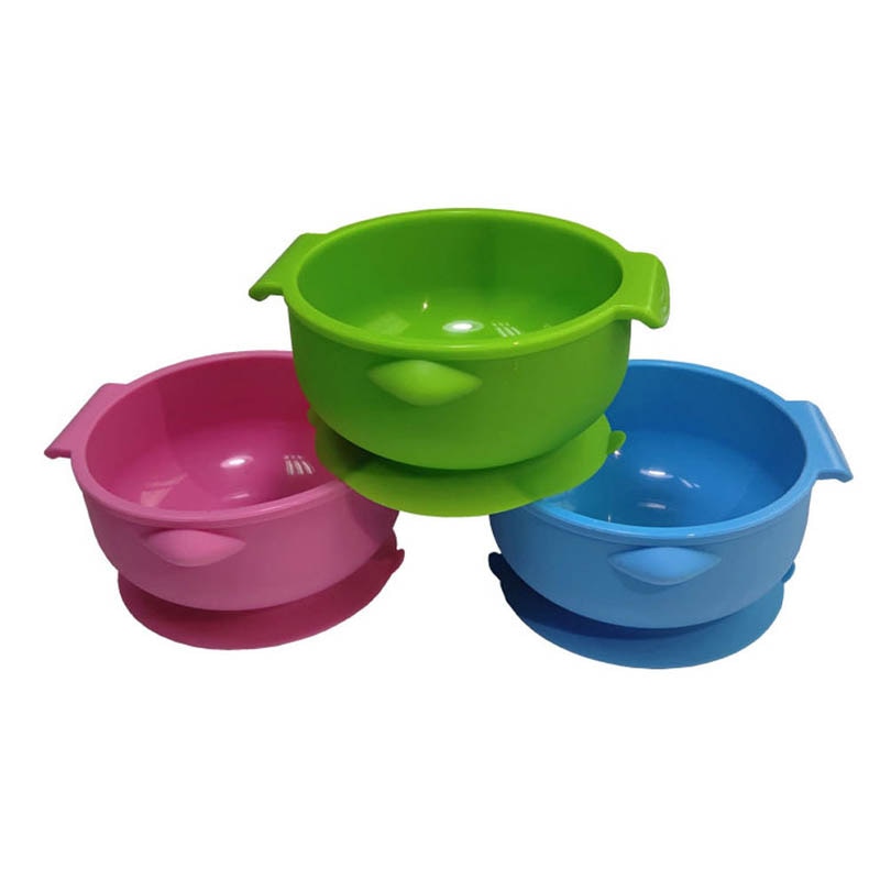1pc Baby Bowls With Suction Base Babies Kids Toddlers Silicone Self Feeding Utensils Non-slip Toddler Dishes Pink/Blue/Green