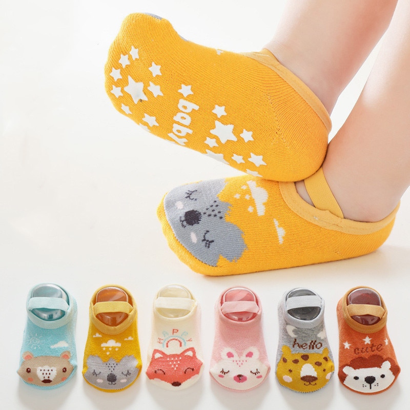 2023 Cartoon 0-3Years Newborn Baby Girls Boys Socks Non Slip Cotton Kids Socks For Boys Girls Toddler Floor Sock One Pairs