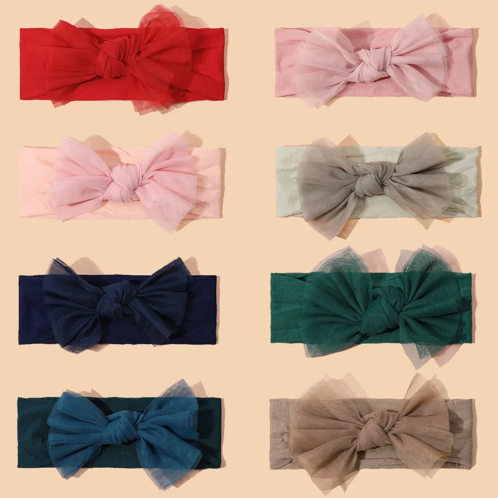 Baby Headbands For Girls Elastic Soft Nylon Bow Hair Bands Baby Turban Children Hair Accessories Headdress For Girls Kids