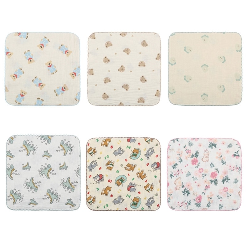 Baby Washcloth with Multi-pattern Design Face Towel with 4-layer for Newborn Baby Handkerchief Baby Wipes for Boys Girl