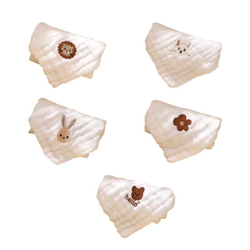 HUYU Embroidery Baby Washcloth Cotton Saliva-Towel Feeding Bibs Thick Nursing Towel