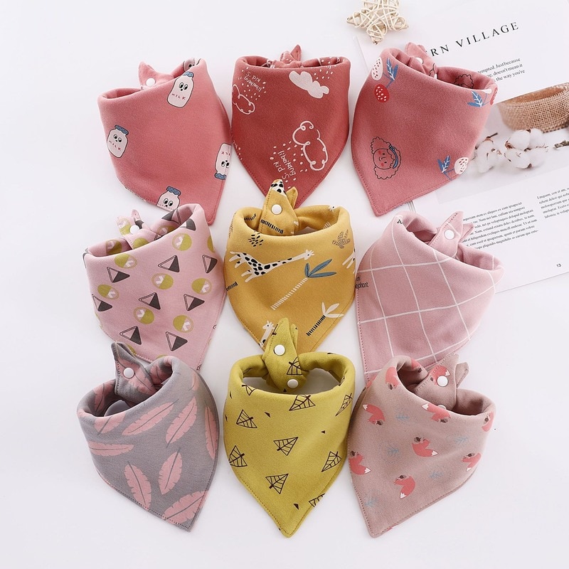 Cotton Bandana Bibs Baby Babador Feeding Smock Infant Burp Cloths Cartoon Saliva Towel Baby Eating Accessory Soft Baby Stuff
