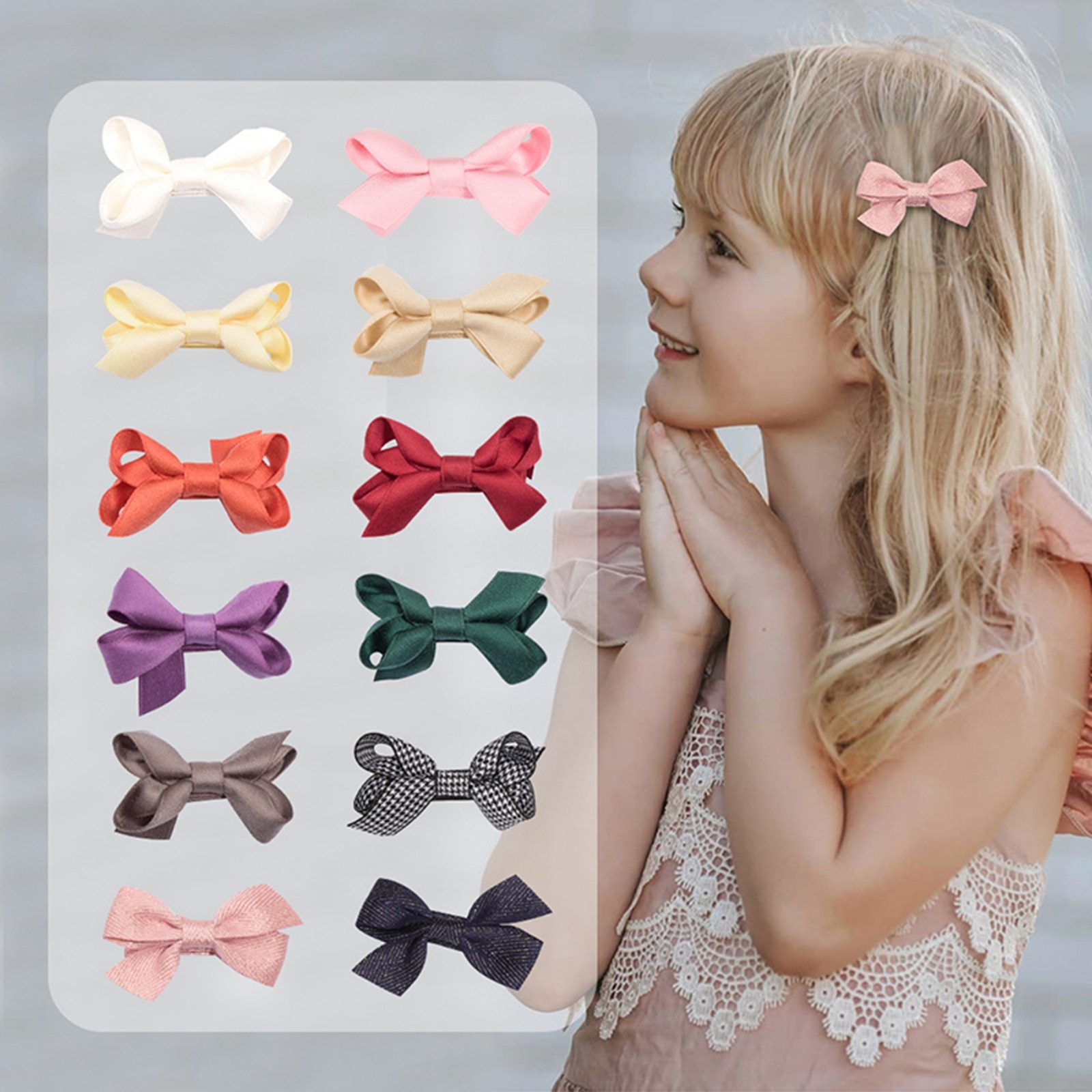 Kids Girls Bowknot Hair Clips Cute Decorative Alligator Barrettes for Baby Toddlers Ponytail Pigtail Hairpins Styling Tool