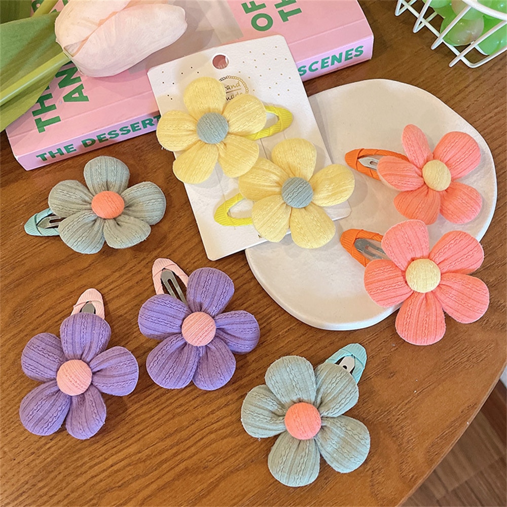 【2-Pairs Set】Children's Cute Flower Hairpin Baby Broken Hair Clip Bangs Clip Kids Headwear Girl Hairpin Baby Headdress Whol
