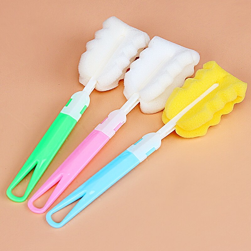 1pc Baby Bottle Brush Long Handle Soft Sponge Brush Water Bottle Glass Cup Washing Cleaner Tool For Baby Care Random Color