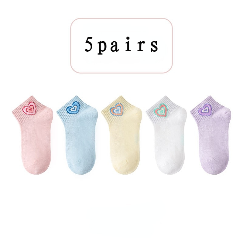 5 Pairs Children Soft Cotton Socks Spring&Autumn Girls Short Socks with Boys Socks 1-10 Year School Sports Kids Socks