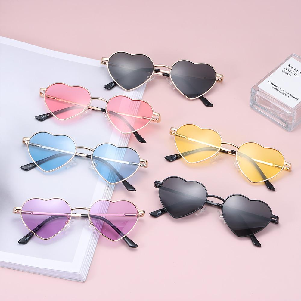 Cute Metal Frame 5-10 Years Children's Shades Sun Glasses Polarized Heart-Shaped Heart Sunglasses for Kids