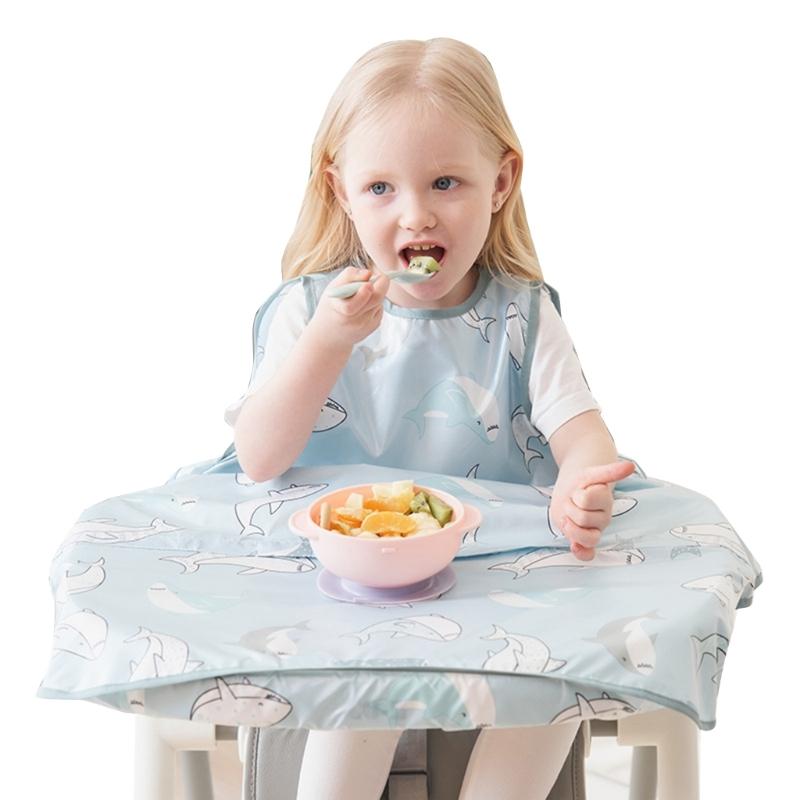 Baby Long Sleeve Bibs Full Coverage Bib Waterproof Babies Feeding Coverall Bibs Apron Easy-Clean Weaning Bibs for Babies