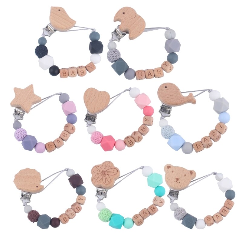 Infant Pacifier Clips Dummy Holder Bead Clip Burp Cloth Chain Baby Teething Gift