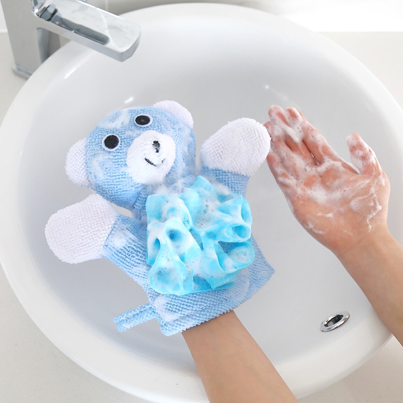 Baby Bath Soft Brush Kids Body Cartoon Animal Scrubber Exfoliating Sponge Shower Baby Bathing Glove Skin Cleaner Tool for Kids