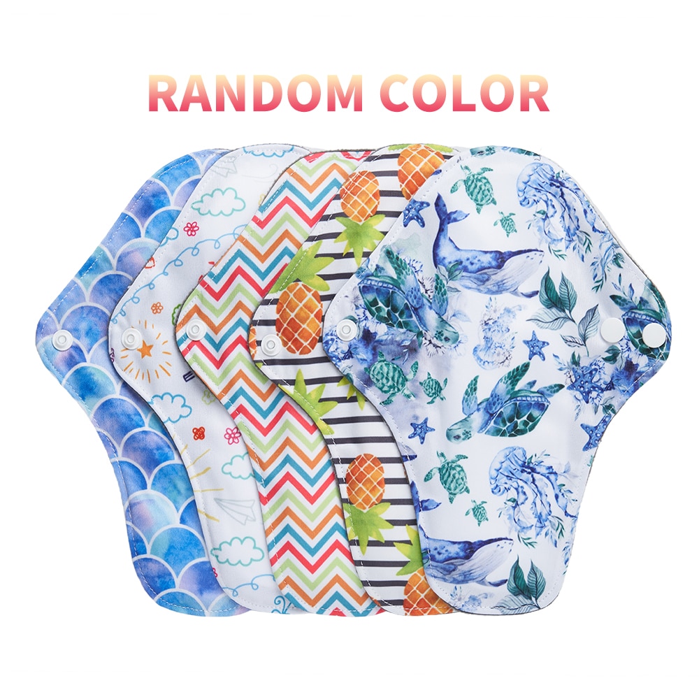 Elinfant M Size Random Color Absorbent Microfiber Bamboo Charcoal Menstrual Pads Waterproof Washable Reusable Sanitary Pads