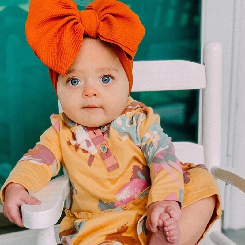 Bowknot Headband For Kids Girls Solid Color Broadside Elastic Hair Band Baby Hairband Boutique Turban Headwear Hair Accessories